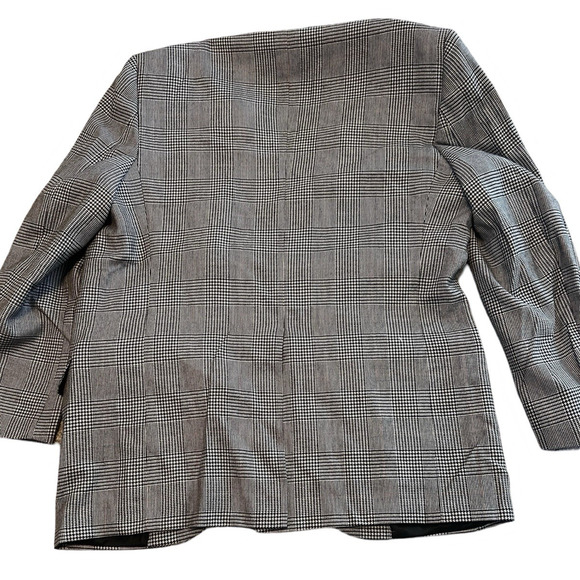 Vintage BURBERRYS' England Blue Grey Black Wool Houndstooth Blazer ~42R - Picture 2 of 7